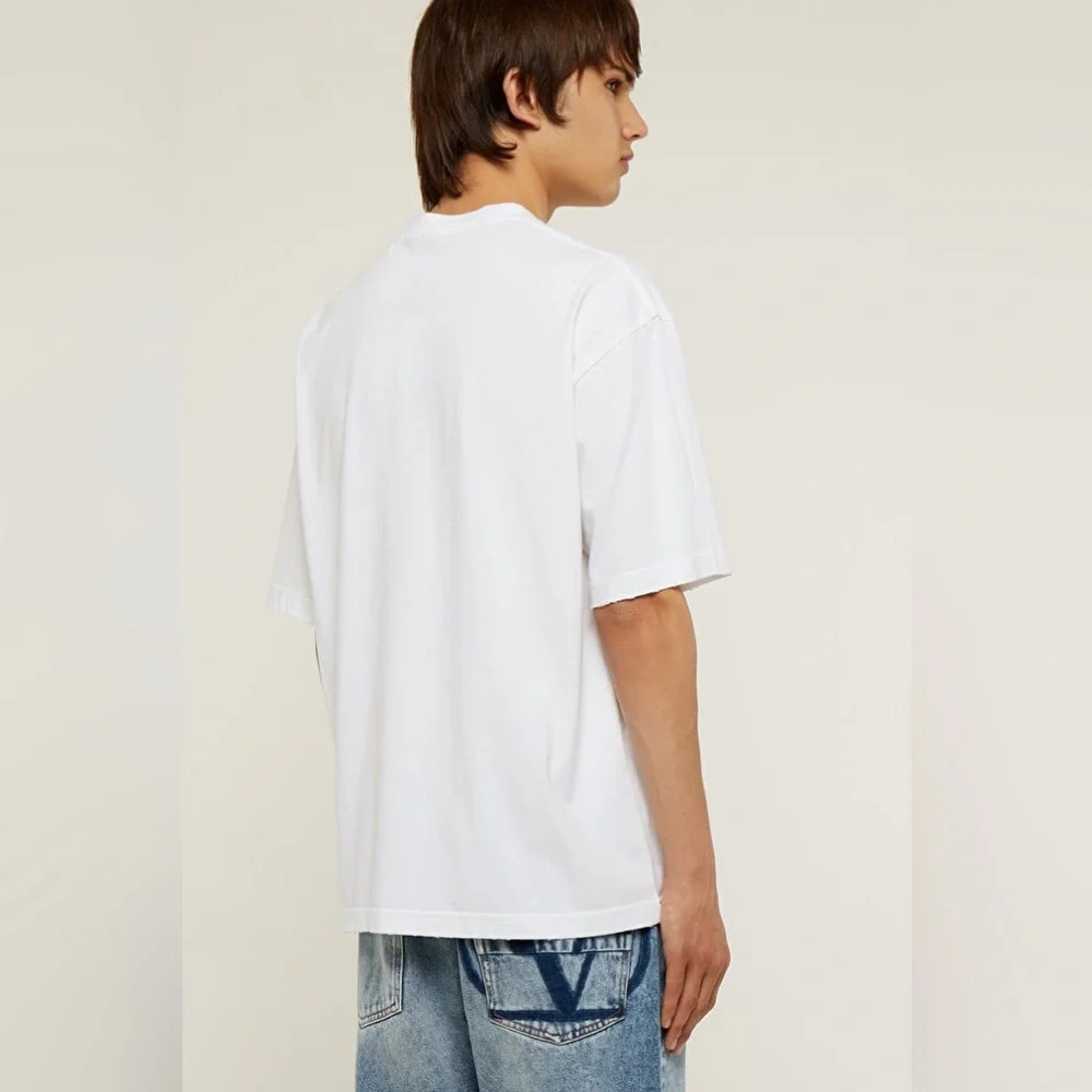 Like New Men’s Size Medium Balenciaga Oversized Logo Scripted T-shirt 100% White - Picture 6 of 14